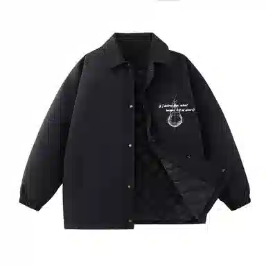 三体 水滴末日之战系列 基础款水滴字母印花美式复古休闲宽松户外机能风防风防水防寒加厚保暖潮牌教练棉服 男女同款