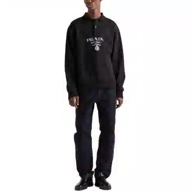 Prada Logo Jacquard Polo Black