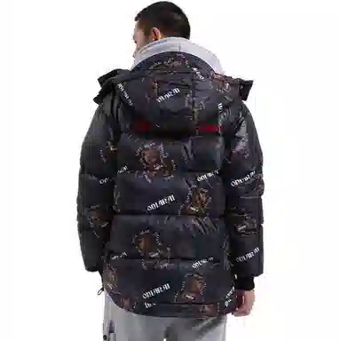 Onikasu FW22 Bear Print Hoodie Down Jacket