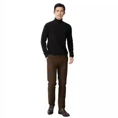 恒源祥 纯色保暖高领针织毛衣 男款