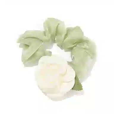 如花梦 森系浪漫山茶花甜美超仙花朵薄荷绿大肠小清新扎头发 布艺 发圈 女款