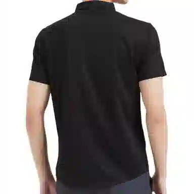 才子 修身翻领纯色短袖衬衫 男款 黑色