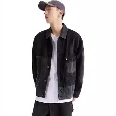 PEACEBIRD MEN Colorblock Denim Jacket Black