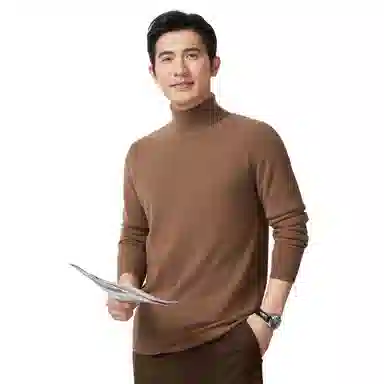 恒源祥 纯色保暖高领针织毛衣 男款