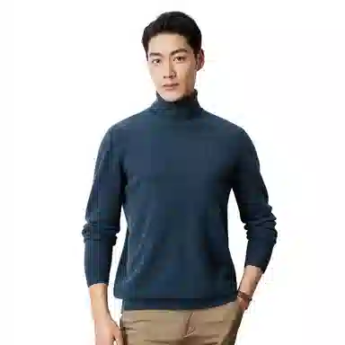 恒源祥 纯色保暖高领针织毛衣 男款