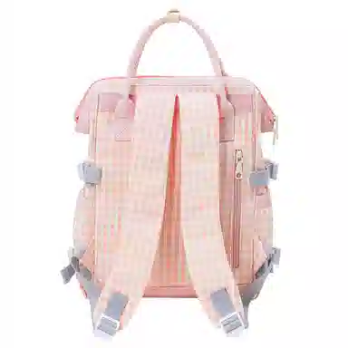 音魅 小众撞色休闲简约日常通勤时尚百搭 织物 双肩包 女款 粉色/藕粉色