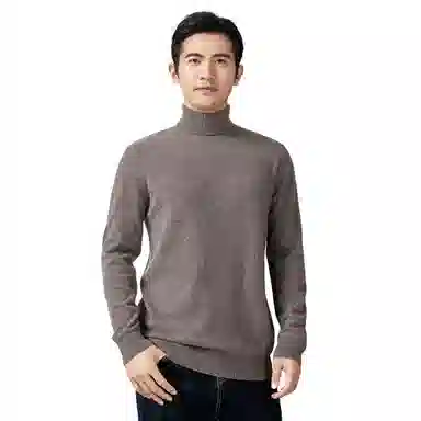 恒源祥 纯色保暖高领针织毛衣 男款