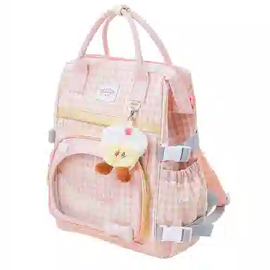 音魅 小众撞色休闲简约日常通勤时尚百搭 织物 双肩包 女款 粉色/藕粉色