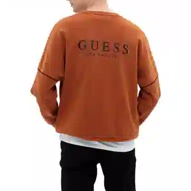 GUESS Logo Crewneck Sweatshirt Brown