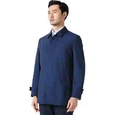 佛朗尼·齐拉 商务休闲绅士纯色单排扣风衣 男款 藏青色