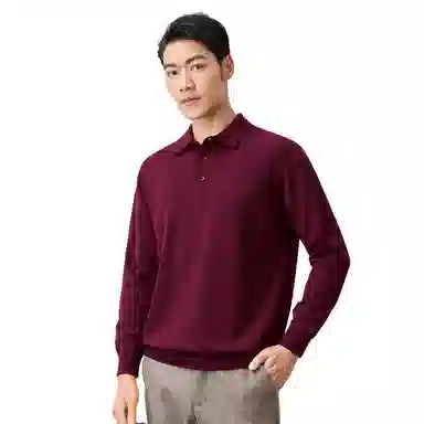 恒源祥 针织时尚翻领纯色毛衣 男款