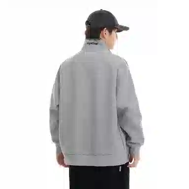 悍戈 春秋季 美式舒适柔软立领开衫外套侧边织带结构款宽松运动拉链夹克日系复古基础宽百搭长袖卫衣 男女同款 黑色