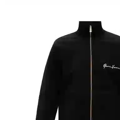 Versace Logo Embroidered Zip Jacket Black
