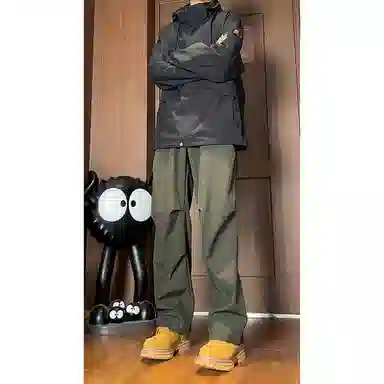 帝狼牛 美式复古机能风高街百搭微喇工装伞兵裤休闲裤 男女同款