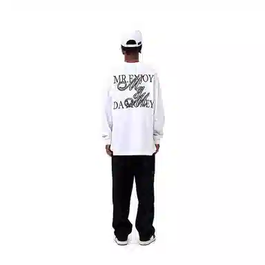 MR.ENJOYDA MONEY Leopard Print Long Sleeve Tee White