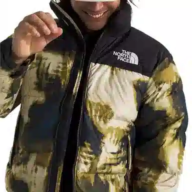 The North Face Hoodie Zip Jacket Men Midnight Gasoline Bleach Print Black