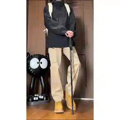 帝狼牛 美式复古机能风高街百搭微喇工装伞兵裤休闲裤 男女同款
