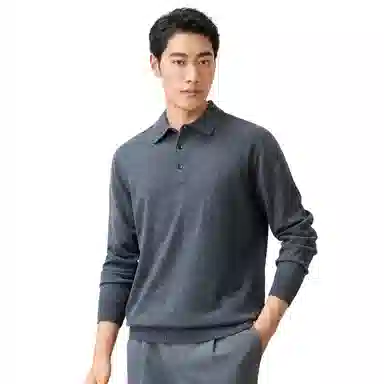 恒源祥 针织时尚翻领纯色毛衣 男款