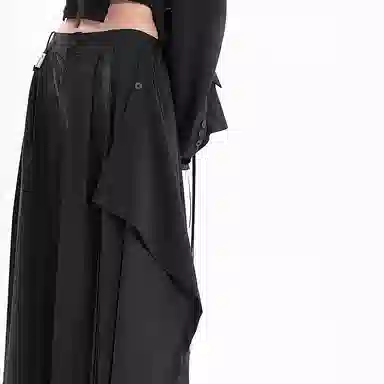 幻象者 原创解构设计暗黑阔腿武士休闲裤 秋季 男女同款 黑色