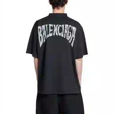 Balenciaga Hand-Drawn T-Shirt Black Faded