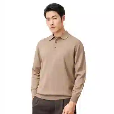 恒源祥 针织时尚翻领纯色毛衣 男款