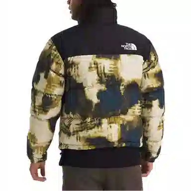 The North Face Hoodie Zip Jacket Men Midnight Gasoline Bleach Print Black