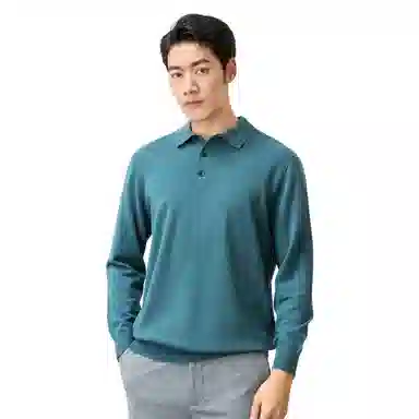 恒源祥 针织时尚翻领纯色毛衣 男款