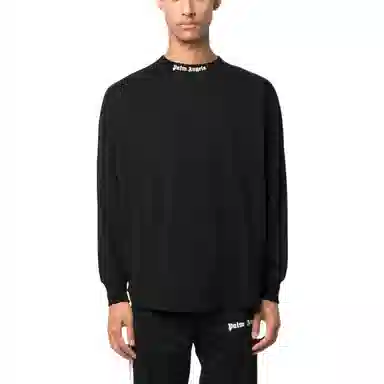 Palm Angels FW22 Logo Print Long Sleeve Sweatshirt Black