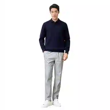 恒源祥 针织时尚翻领纯色毛衣 男款