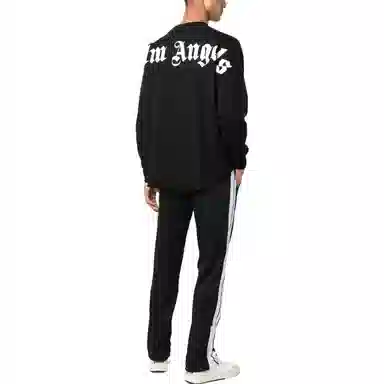 Palm Angels FW22 Logo Print Long Sleeve Sweatshirt Black