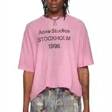 Acne Studios Retro Logo Crewneck T-Shirt Pink