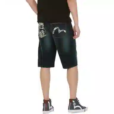 EVISU SS22 Seagull Print Denim Shorts