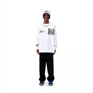 MR.ENJOYDA MONEY Leopard Print Long Sleeve Tee White
