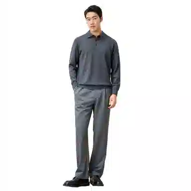 恒源祥 针织时尚翻领纯色毛衣 男款