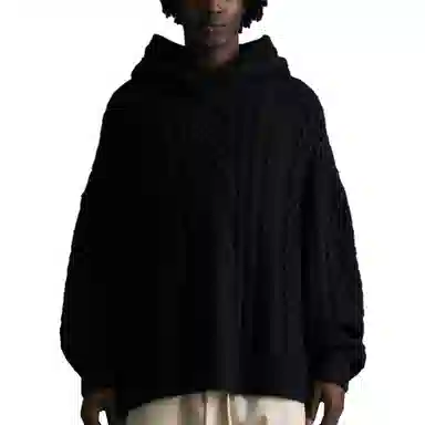 Fear of God Essentials FW23 Cable Knit Hoodie Jet Black