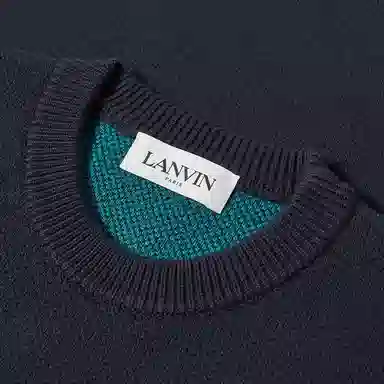 Lanvin Logo Crewneck Wool Sweater Blue