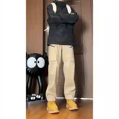 帝狼牛 美式复古机能风高街百搭微喇工装伞兵裤休闲裤 男女同款