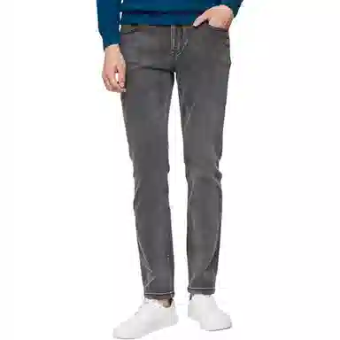 才子 修身舒适纯色中腰牛仔裤 男款 浅灰色