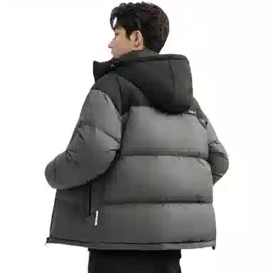 鸭鸭 户外极寒尚韩版休闲百搭拼色短款外套运动保暖可拆卸面包羽绒服 男女同款