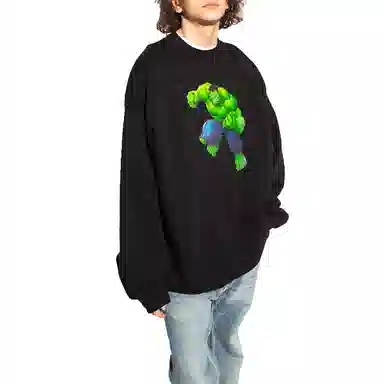 Balenciaga Hulk Print Hoodie Black