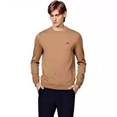 比音勒芬 时尚都市休闲纯色圆领长袖毛衣 男款