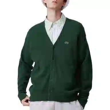 Lacoste V-Neck Knit Sweater Green