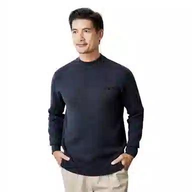 恒源祥 纯色半高领套头毛衣 男款