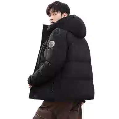 鸭鸭 中青年时尚韩版潮流中国风短款连帽外套山系户外运动休闲加厚保暖迷彩面包羽绒服 男女同款