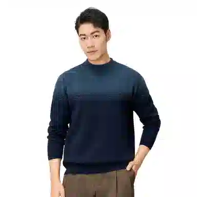 恒源祥 加厚套头半高领长袖针织毛衣 男款