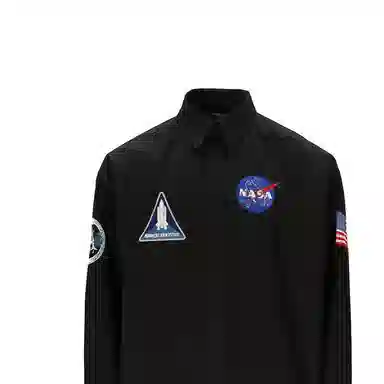 Balenciaga NASA Embroidered Long Sleeve Shirt Black