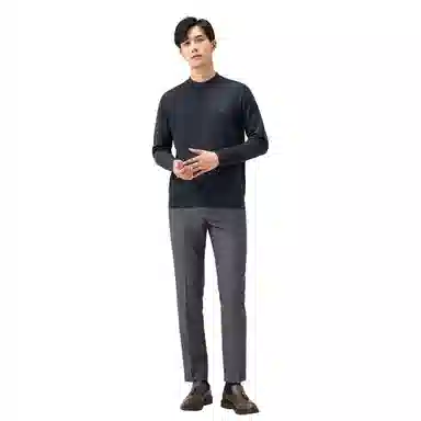 恒源祥 纯色半高领套头保暖针织毛衣 男款