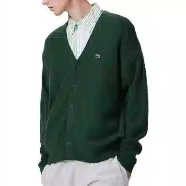 Lacoste V-Neck Knit Sweater Green