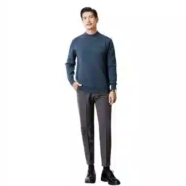 恒源祥 纯色半高领套头毛衣 男款