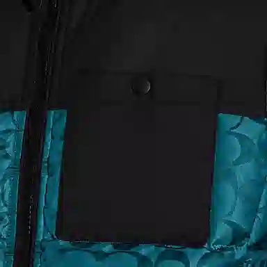 Coach Logo Print Colorblock Down Vest Black